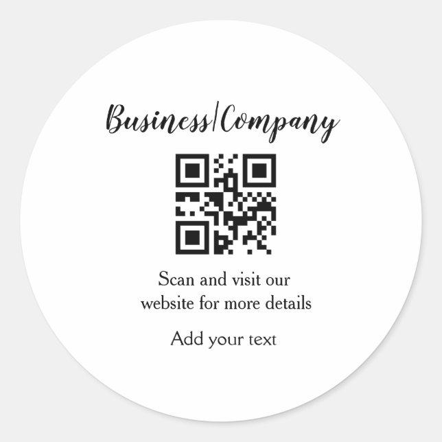 Simple business company website barcode QR add nam Classic Round Sticker (Front)