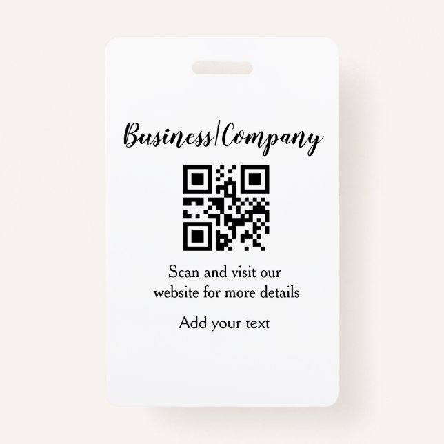 Simple business company website barcode QR add nam ID Badge (Front)