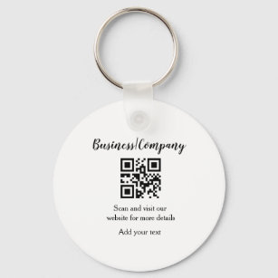 Simple business company website barcode QR add nam Key Ring