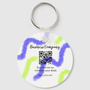 Simple business company website barcode QR add nam Key Ring
