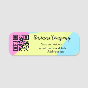 Simple business company website barcode QR add nam Name Tag