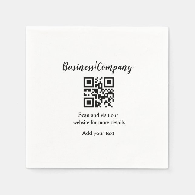 Simple business company website barcode QR add nam Napkin (Front)