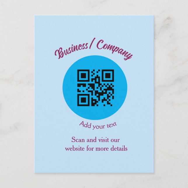 Simple business company website barcode QR add nam Postcard (Front)