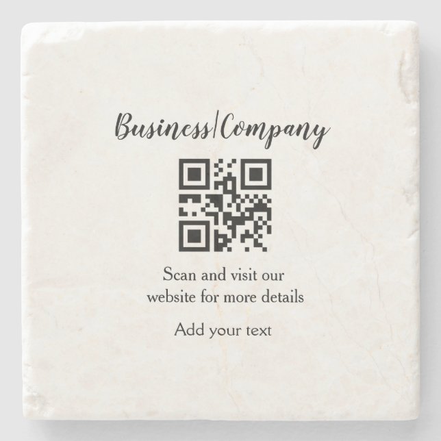 Simple business company website barcode QR add nam Stone Coaster (Front)