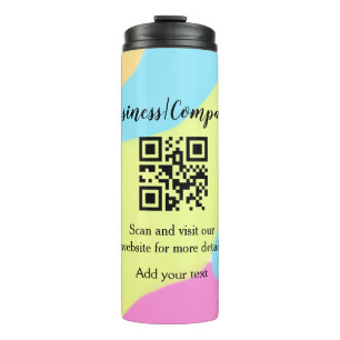 Simple business company website barcode QR add nam Thermal Tumbler