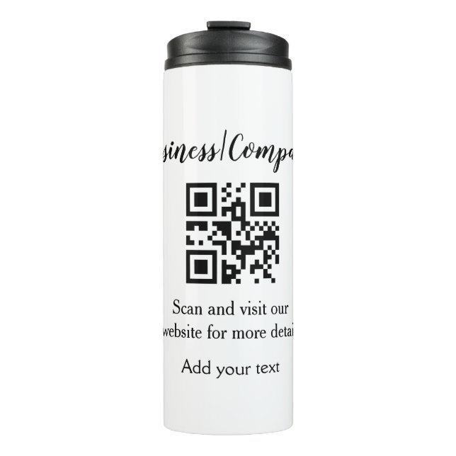 Simple business company website barcode QR add nam Thermal Tumbler (Front)