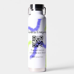 Simple business company website barcode QR add nam Water Bottle