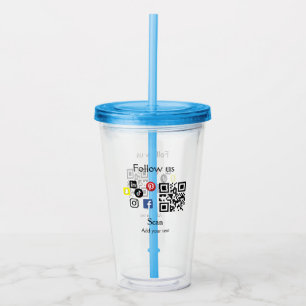 Simple business company website barcode QR code Acrylic Tumbler