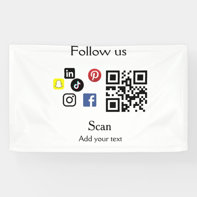 Simple business company website barcode QR code Banner (Horizontal)