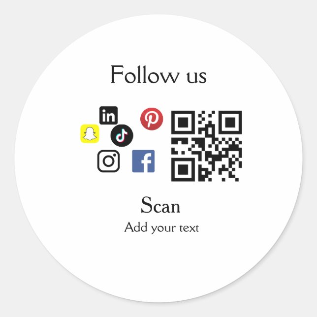 Simple business company website barcode QR code Classic Round Sticker (Front)