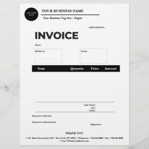 Simple Business Custom Logo Invoice  Custom Letterhead