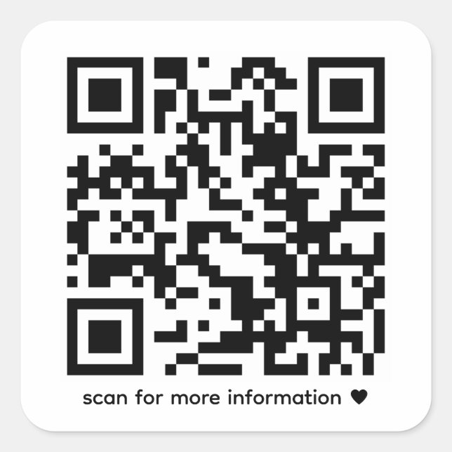 Simple Business Custom QR Scan For More Info Square Sticker (Front)