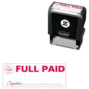 Simple Business "FULL PAID" Text Personalise Self-inking Stamp