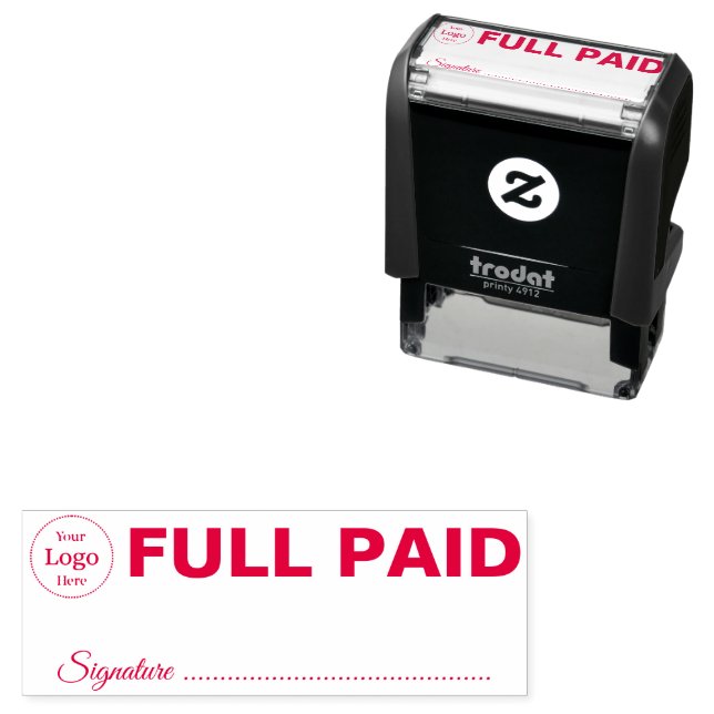 Simple Business "FULL PAID" Text Personalise Self-inking Stamp (In Situ)