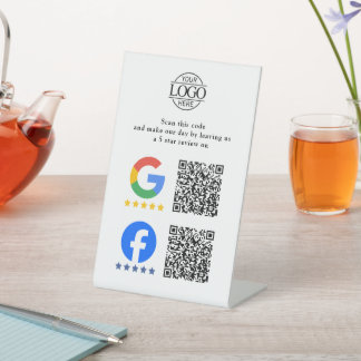 Simple Business Google & Facebook Reviews QR Code Pedestal Sign