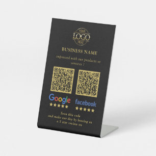 Simple Business Google & Facebook Reviews QR Code Pedestal Sign