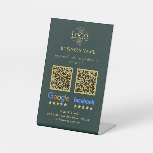Simple Business Google & Facebook Reviews QR Code Pedestal Sign (Front)