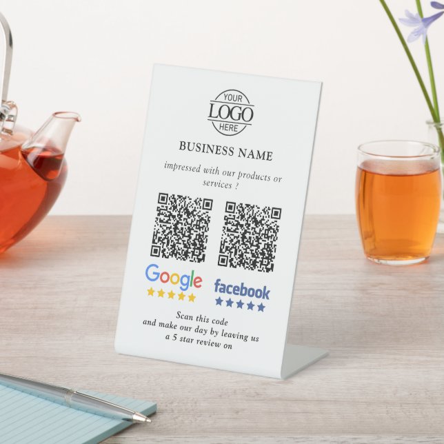 Simple Business Google & Facebook Reviews QR Code Pedestal Sign (In SItu)