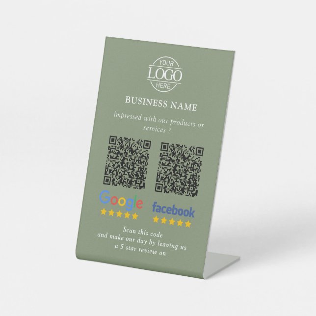 Simple Business Google & Facebook Reviews QR Code Pedestal Sign (Front)