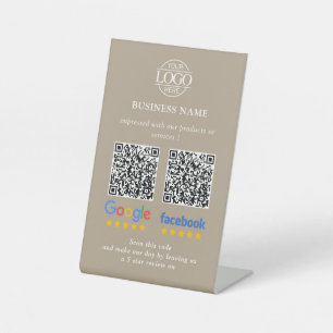 Simple Business Google & Facebook Reviews QR Code Pedestal Sign