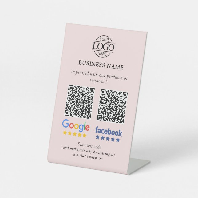 Simple Business Google & Facebook Reviews QR Code Pedestal Sign (Front)