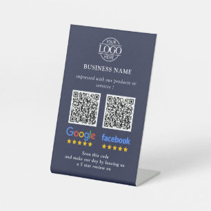 Simple Business Google & Facebook Reviews QR Code Pedestal Sign