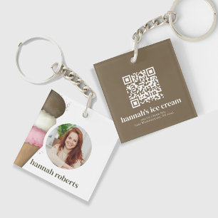 Simple Business Ice Cream Employee ID Template Key Ring
