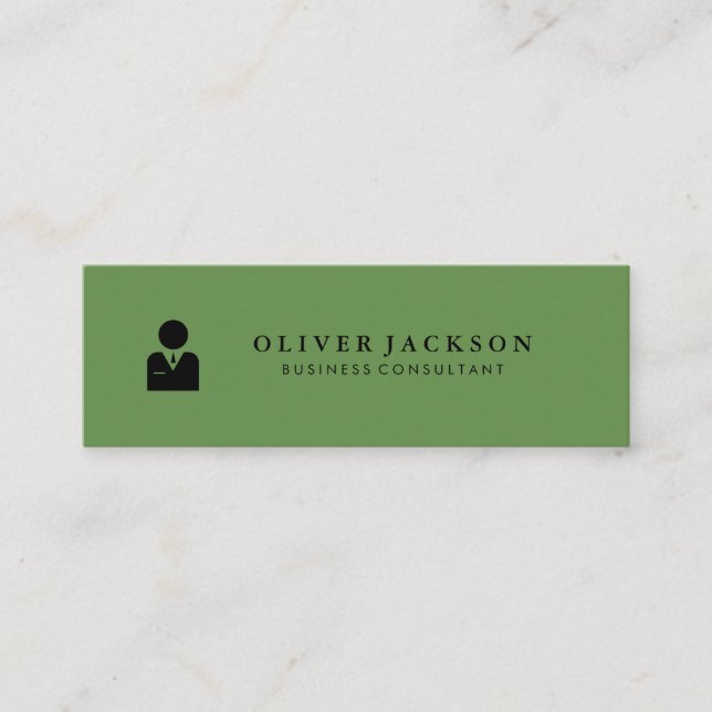 Simple Business Icon / Green Mini Business Card (Front)