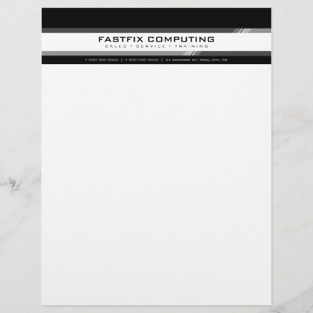 SIMPLE BUSINESS LETTERHEAD :: hi-tech zing 1L Design (Front)