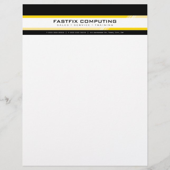 SIMPLE BUSINESS LETTERHEAD :: hi-tech zing 6 Design (Front)