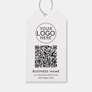 Simple Business Logo and QR Code Custom Gift Tags