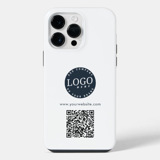 Simple Business Logo and QR Code Custom iPhone Case (Back)