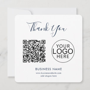 Simple Business Logo and QR Code Thank You Card