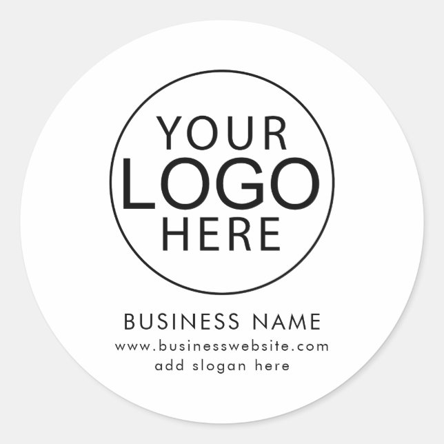 Simple Business Logo and Website Classic Round Sticker (Front)