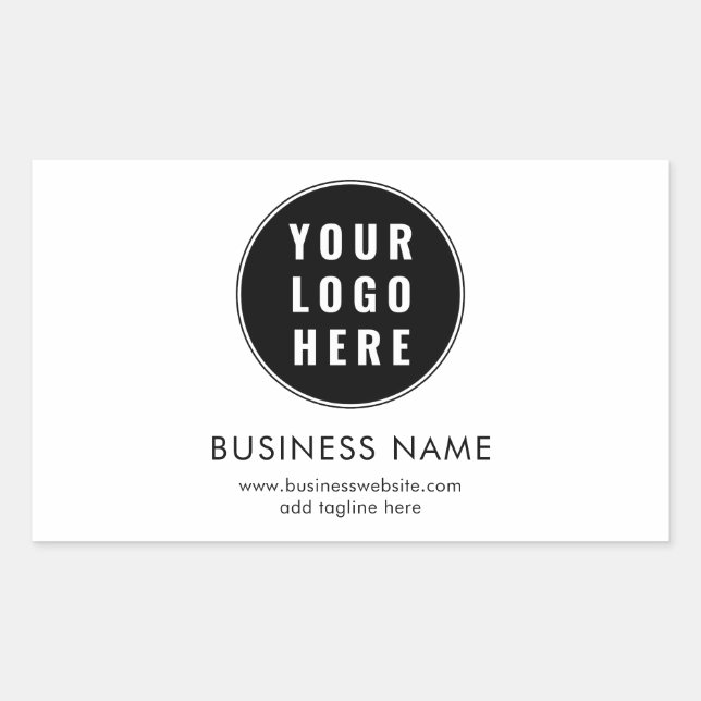 Simple Business Logo and Website Promotional Rectangular Sticker (Front)
