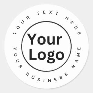 Simple Business Logo black and white Classic Round Sticker