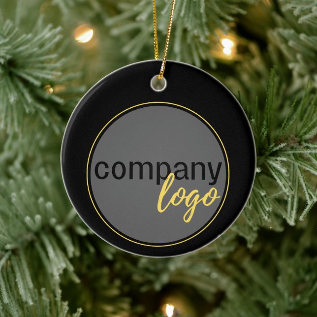 SIMPLE BUSINESS LOGO BLACK XMAS HOLIDAY DISPLAY CERAMIC ORNAMENT (Tree)