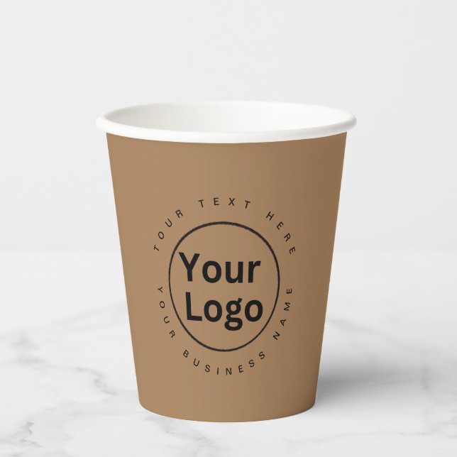 Simple Business Logo brown Paper Cups (Front)