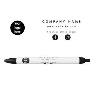 Simple Business Logo Company Text Social Media  Black Ink Pen