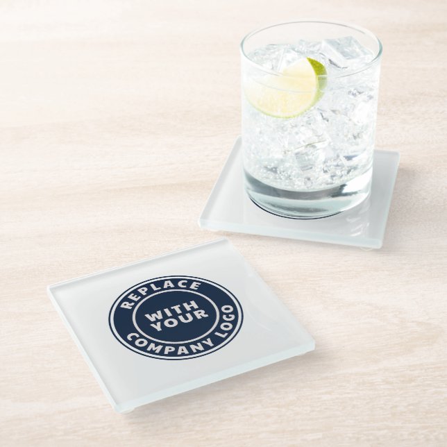 Simple Business Logo Corporate Employees Custom Glass Coaster (Angled)