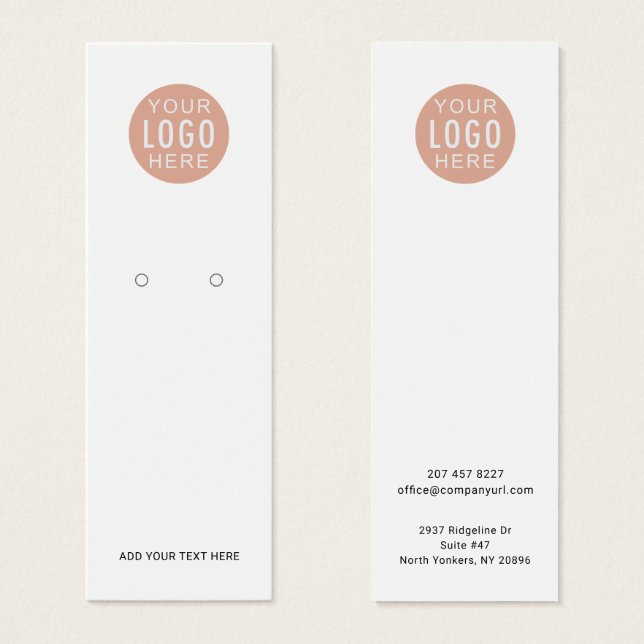 Simple Business Logo Custom Earrings Display Card (Front & Back)