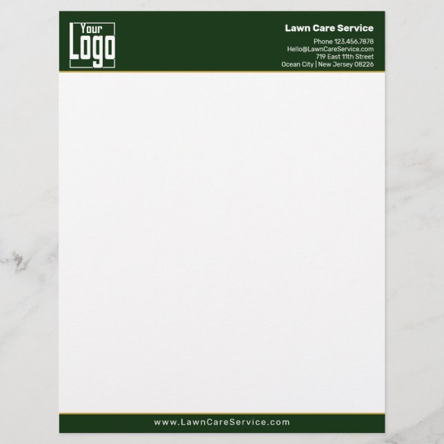Simple Business Logo Dark Green Custom Letterhead (Front)