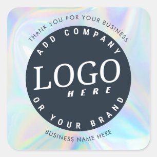 Simple Business Logo Holographic Stylish Square Sticker
