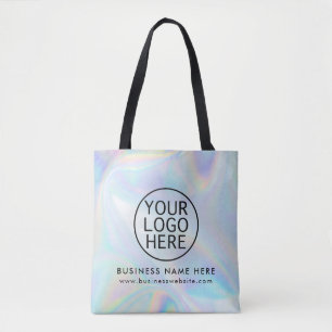 Simple Business Logo Iridescent Custom Tote Bag