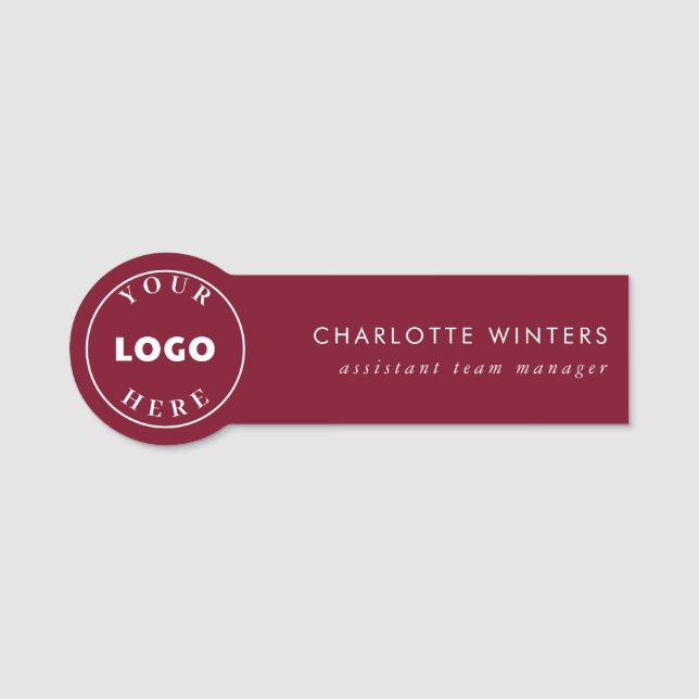 Simple Business Logo Modern Employees Name Tag (Front)