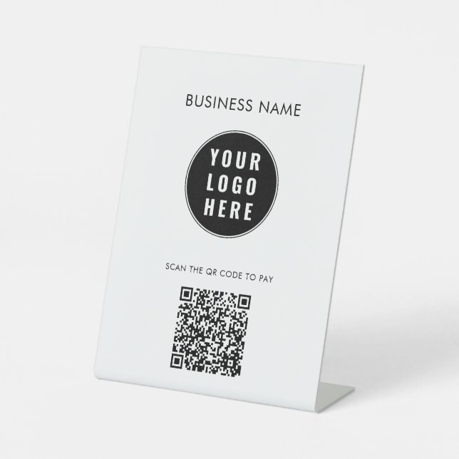 Simple Business Logo Modern QR Code Custom Pedestal Sign (Front)