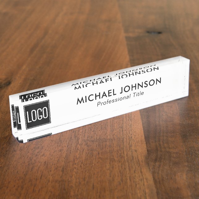 Simple Business Logo, Name and Professional Title Nameplate (Side)