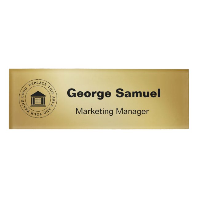 Simple Business Logo | Name | Designation Name Tag (Front)