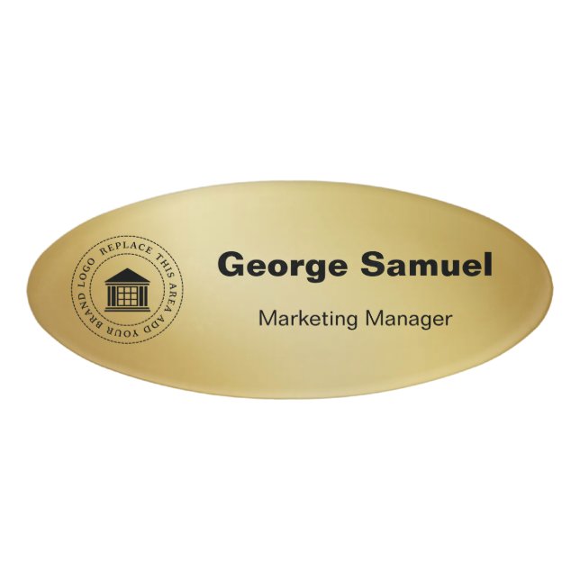 Simple Business Logo | Name | Designation Name Tag (Front)