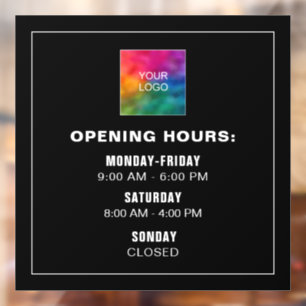 Simple Business Logo Opening Times Template Black